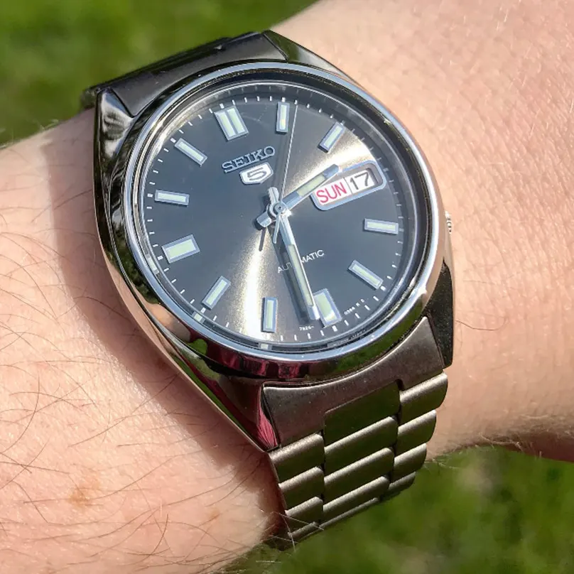 Seiko 5 Automatic Black Dial Day Date Men's Watch- SNXS79K1